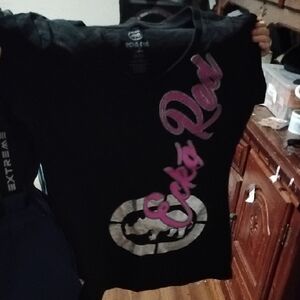 Ecko Unlimited Black Tee with Pink and White Accents
